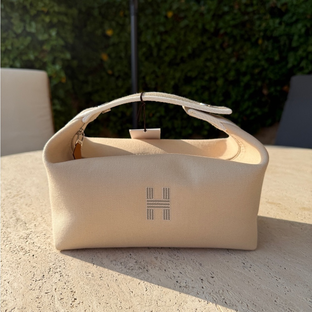 Hermes Bride a Brac Small PM Beige Taupe Naturel Canvas Beach Bag Pouch Travel